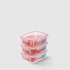 Kit com 3 Potes de Vidro Herméticos Retangulares 1L Invicta