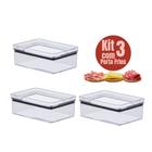 Kit Com 3 Potes Herméticos Porta Frios 770ml Empalhável Com Tampa