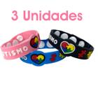 "Kit com 3 Pulseiras de Silicone Especiais para Crianças com Autismo: Juntos, criamos um mundo mais inclusivo!"