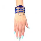 Kit com 3 Pulseiras Ogum Azul Cristal e Silicone