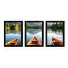 Kit Com 3 Quadros - Canoas Lago Paisagem - 088kq02p