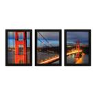 Kit Com 3 Quadros - Golden Gate Ponte Mundo - 146kq02p