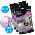 Kit Com 3 Sacos A Vácuo Grande Mala Roupa Viagem 70 x 100 cm