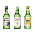 Kit com 3 Soju Bebida Coreana Blueberry, Yogurt e Cidra Citron 360ml