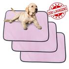 Kit com 3 Tapetinhos Alta Absorção para Pets 70x50 Rosa 200 Lavagens Pee Dog