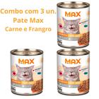 kit com 3 unidades Ração Úmida Max Cat Adultos Patê Carne e Frango 840 g