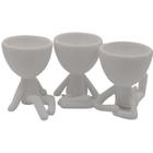 Kit Com 3 Vasos Decorativos Bonequinho Plant - Cor Branco