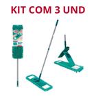Kit com 3 Vassoura Rodo Mop Flat Chenile - Flash Limp