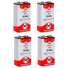 Kit com 4 Baterias 9 Volts Recarregável 240mAh Mox Premium