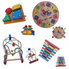 Kit Com 4 Brinquedos Educativos Madeira Primeira Infância V3