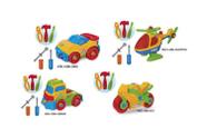 Kit com 4 Brinquedos Mãos a Obra - Caminhão + Carro + Helicóptero + Moto - Usual Brinquedos