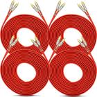 Kit com 4 Cabos RCA 5 Metros Dupla Blindagem Cobre Vermelho 