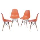 Kit com 4 Cadeiras Eames Polipropileno Base Madeira na Cor Laranja - 64566