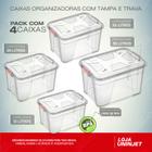Kit Com 4 Caixas Organizadoras 12/20/30/56 Transparente Uninjet