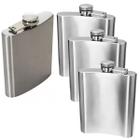 Kit com 4 Cantil De Bolso 270ml Aço Inox Porta Bebidas Portátil Top de Linha