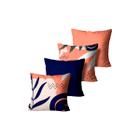 Kit com 4 Capas Almofadas Abstrata Peach Nougat Blue Depths