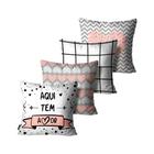 Kit com 4 Capas de Almofadas Decorativas Aqui Tem Amor - mdecore