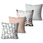 Kit com 4 Capas de Almofadas Decorativas Flor Nude - PS Decor