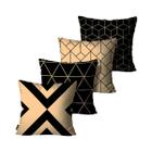 Kit com 4 Capas de Almofadas Decorativas Preto e Bege 45x45 - Mdecore