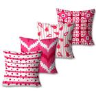 Kit com 4 Capas de Almofadas Decorativas Retrô Pink - PS Decor