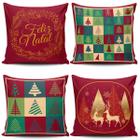 Kit com 4 Capas de Almofadas Estampadas Natalinas Feliz Natal Fim de Ano 45cm x 45cm - Jogo Conjunto Decoração Festas Ceia Véspera Sala Quarto Kit com 4 Capas de Almofadas Estampadas Natalinas Feliz Natal Fim de Ano 45cm x 45cm - Jogo Conjunto Decoração Festas Ceia Véspera Sala Quarto
