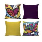 Kit com 4 Capas para Almofadas Decorativas de Sofá Romero Britto