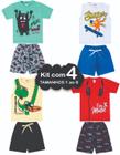 kit com 4 conjuntos infantil juvenil menino verão 1 ao 8