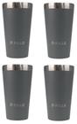 Kit com 4 Copos Térmicos Pullo Fun 480ML Cinza