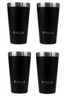 Kit com 4 Copos Térmicos Pullo Fun 480ML Preto