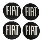 Kit Com 4 Emblema Resinado Fiat Black Novo 48Mm