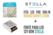 Kit Com 4 Fita Stella 10w/m 2700k + 4 Fonte Stella 12v 60w