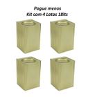 Kit com 4 Latas Metalica Vazia Quadrada Com tampa 18 litros