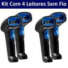 Kit Com 4 Leitores De Códigos De Barras De Mão Sem Fio Wireless