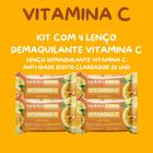 Kit com 4 Lenço Demaquilante Vitamina C Anti-Idade Efeito Clareador 25 und Dermachem