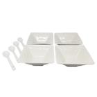 Kit com 4 molheira porcelana louça branca c/ colher