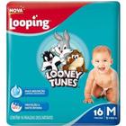 Kit com 4 pacotes de fralda looping looney tunes jumbinho - tamanho m 