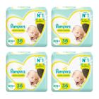 Kit com 4 Pampers Fraldas Premium Care Recém Nascido Rn+ 36 Unidades