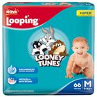 Kit com 4 paoctes de fralda looping looney tunes hiper - tamanho m