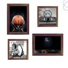 Kit com 4 Quadros Decorativos Basquete Esporte