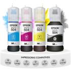 Kit com 4 Refis de Tinta T504 Ecotank para Impressoras L4150 L4160 L4260 L6161 L6171 L6191 L14150 L6270