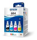 Kit Com 4 Refis De Tinta T664 Preto E Color T664520-4p Epson