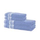 Kit com 4 toalhas jacquard santista prata 100% algodao relva azul