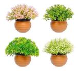 Kit Com 4 Vasos Vasinhos Plantas Flores Artificial Decoração