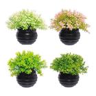 Kit Com 4 Vasos Vasinhos Plantas Flores Artificial Decoração