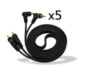 Kit com 5 cabo rca kx3 1/5mt preto 5mm