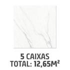 Kit com 5 Caixas Pisos Classic Marmo 53x53cm Caixa 2,53m² Retificado Branco e Marrom Savane