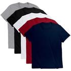 Kit Com 5 Camiseta Básica Cores Masculina Slim