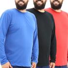 Kit Com 5 Camiseta Poliéster Manga Longa Plus Size Colorida