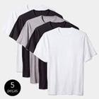 Kit Com 5 Camisetas Algodão Básica Masculina Malha