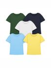 Kit Com 5 Camisetas Infantil Básica Colorida